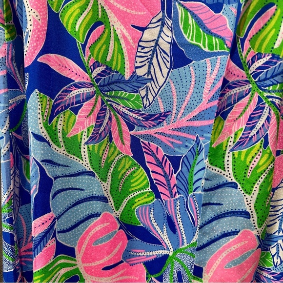 Lilly Pulitzer Silk Maxi Dress Tropical Print Chain Strap Size 2 - Picture 8 of 12